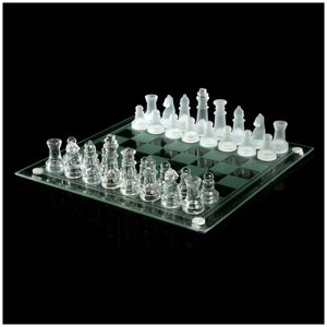 Шахматы настольные, стеклянная доска 24x24 см, прозрачная (1 шт.)