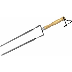 Шампур двойной 65 см, с деревянной ручкой