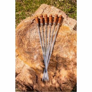 Шампур плоский 500х20х3,0мм нержавеющая сталь сварожич с деревянной ручкой, 12шт