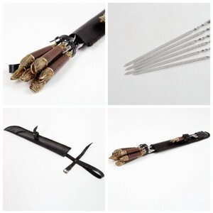 Шампура 3мм, подарочный набор для охотника, шампура с деревянной ручкой, 6 шт, 70 см