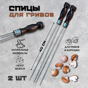 Шампура-спицы Пикник Кавказ РК50 с деревянной ручкой для грибов 2 шт.