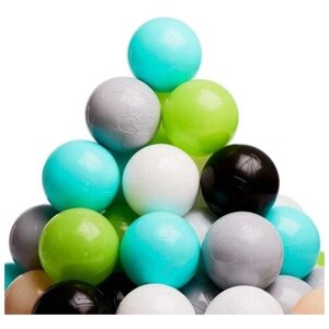 Соломон Набор шаров 150 шт, цвета: бирюзовый, серый, белый, чёрный, салатовый, бежевый, диаметр 7,5 см