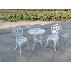 Стол кофейный со стульями для сада из литого алюминия Розы