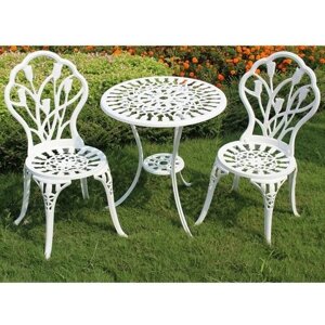 Стол кофейный со стульями для сада из литого алюминия Тюльпаны