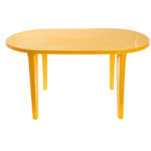 Стол обеденный садовый Стандарт Пластик овальный, ДхШ: 140х80 см, желтый
