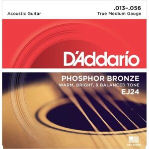 Струны для акустической гитары DADDARIO EJ24, 13-56 True Medium