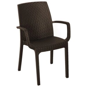 Стул B: RATTAN INDIANA (57x59x86), с подлокотниками, стопирующийся, коричневый,