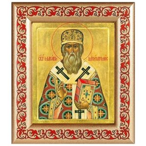 Святитель Макарий, митрополит Московский, икона в рамке с узором 14,5*16,5 см