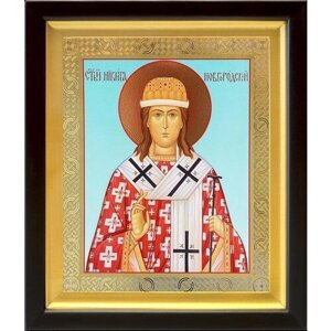 Святитель Никита Новгородский, икона в деревянном киоте 19*22,5 см