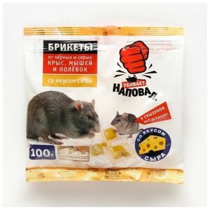 Тесто-брикеты Наповал, от крыс и мышей, со вкусом сыра, пакет, 100 г 2 шт