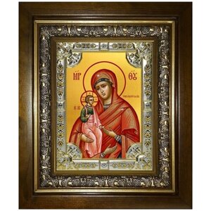 Троеручица икона Божией Матери, 18х24 см, в окладе и киоте