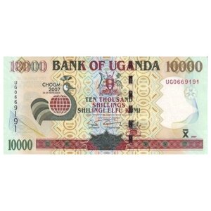 Уганда 10000 шиллингов 2007 г /Встреча глав правительств стран Содружества в Кампале/ UNC Юбилейная!