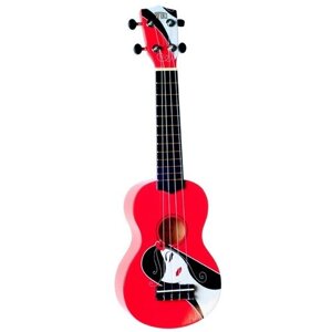WIKI UK/FATALE гитара укулеле сопрано липа, рисунок роковая девушка чехол в комплекте