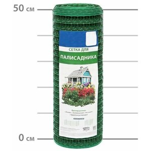 Заборная сетка, пластиковая, размер 0.5x10 м, цвет хаки, ячейка 35x35 мм. Применяется для строительства как постоянных, так и для сооружения временных ограждений в вашем саду