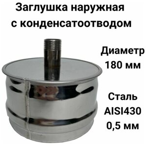 Заглушка для ревизии с конденсатоотводом 1/2 наружная мама D 180 мм "Прок"