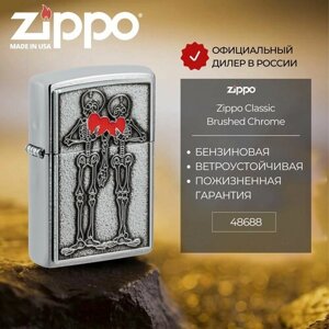 Зажигалка бензиновая ZIPPO 48688 Couple Love Emblem Design, серебристая, подарочная коробка