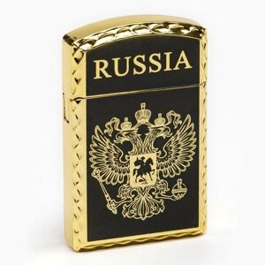 Зажигалка газовая "RUSSIA", 1 х 3.5 х 6 см, золото