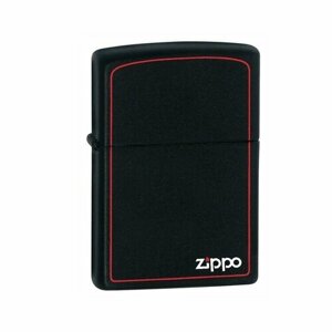Зажигалка Zippo Classic 218ZB Black Matte, черная матовая с красной окантовкои и логотипом ZIPPO-218ZB