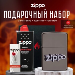 Зажигалка ZIPPO Подарочный набор ( Зажигалка бензиновая Zippo 49417 Design + Кремни + Топливо 125 мл )