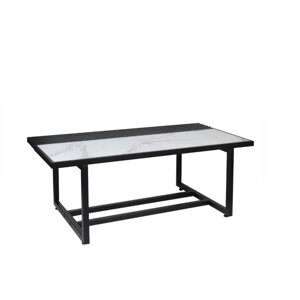Журнальный стол "Scandinavia" 120х60х42 с закаленным стеклом, серый/белый мрамор