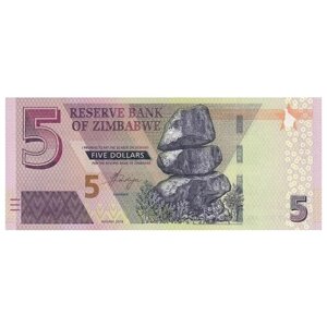 Зимбабве 5 долларов 2019 Жирафы UNC