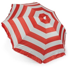 Зонт пляжный, круглый, полосатый, красный