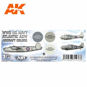 AK11731 набор красок WWII US navy ASW aircraft colors SET 3G