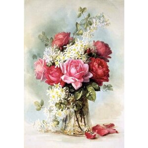Алмазная картина 40х50 "Букет роз" с подрамником