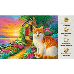 Алмазная мозаика 60х45, на подрамнике, полная выкладка квадратными стразами/Коты/Животные