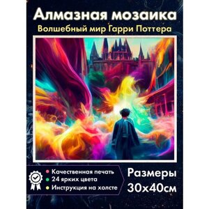 Алмазная мозаика Гарри Поттер и радужный Хогвартс/ Картина стразами / Алмазная вышивка