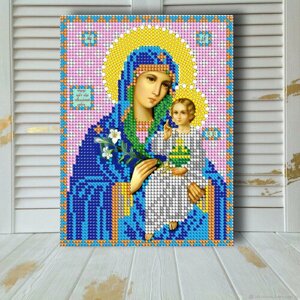 Алмазная мозаика икона на подрамнике Богородица Неувядаемый цвет 17.5*23.5 см