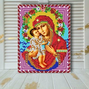 Алмазная мозаика икона на подрамнике Богородица Жировицкая 17.5*23.5 см