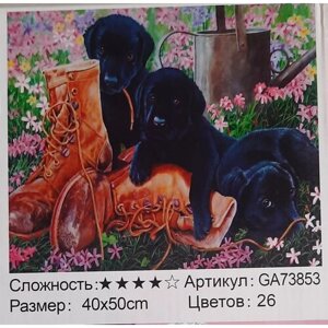 Алмазная мозаика на подрамнике 40х50, Собаки (Щенки)