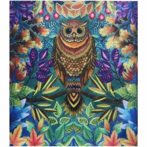 Алмазная мозаика на подрамнике с полным заполнением «МИР ярких красок», радужная сова, 20*20см