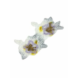 Аппликация цветы на капроне (5 шт.)B0006-7 серый/сиреневый/желтый