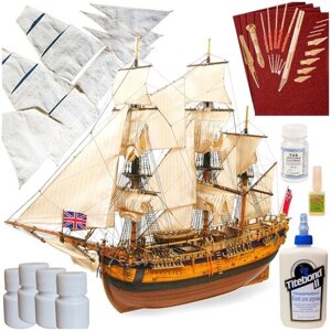Барк Endeavour, модель парусного корабля OcCre (Испания), М. 1:54, подарочный набор для сборки + паруса + инструменты + краски, лак и клей