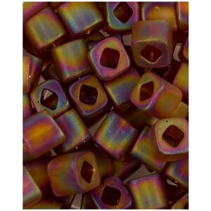 Бисер Toho Cube, кубический, размер 4 мм, цвет: Матовый радужный прозрачный дымчатый топаз (177F), 10 грамм