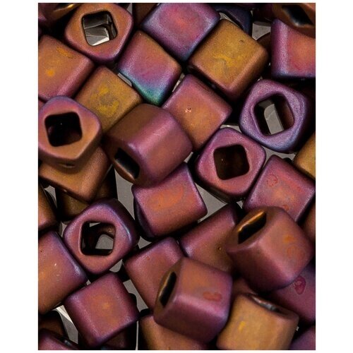 Бисер Toho Cube, кубический, размер 4 мм, цвет: Матовый розовато-лиловый кофе (703), 10 грамм