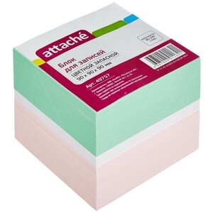 Блок-кубик для записей Attache, 90x90x90мм, цветной (3 цвета)