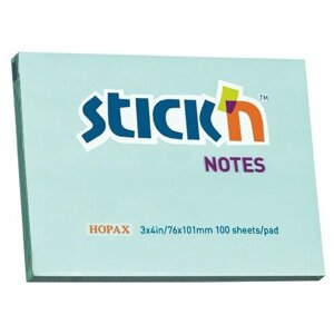 Блок самоклеящийся бумажный Stick`n 21152 76x101мм 100лист. 70г/м2 пастель голубой (12 шт. в упаковке)