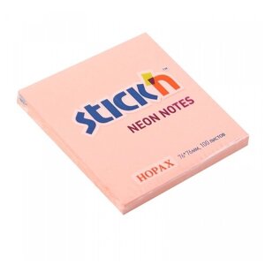 Блок Stick`n 21166 самоклеящийся бумажный 76x76мм, 100лист. Цвет: розовый