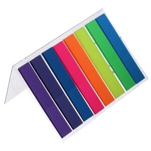 Блок-закладки с липким краем 8 мм х 45 мм, пластик, 20 листов, флуоресцентный, 8 цветов