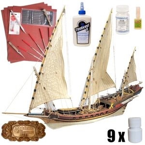 Боевой Xebec, модель парусного корабля Amati (Италия), М. 1:60, подарочный набор для сборки + инструменты + краски и клей