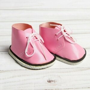 Ботинки для куклы 'Завязки'длина подошвы: 7,5 см, 1 пара, цвет нежно-розовый
