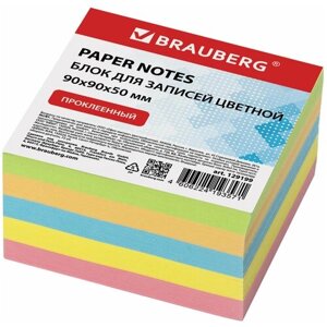 BRAUBERG Блок для записей brauberg проклеенный, 9х9х5 см, цветной, 129199, 6 шт.