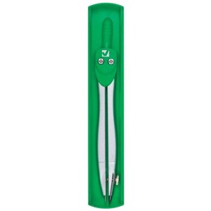BRAUBERG Циркуль Klasse 11.5 см пластиковый пенал (210313), зеленый/металлик