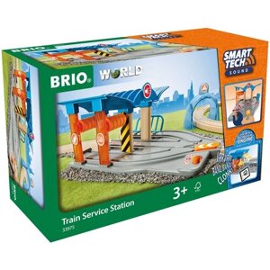 Brio Smart Tech Sound станция для ремонта поездов с тоннелем, звук, свет, 32х13х20 см