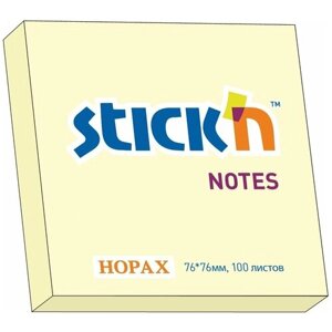 Бумага для заметок Hopax Бумага с липким краем (76*76мм) 100л жёлтый