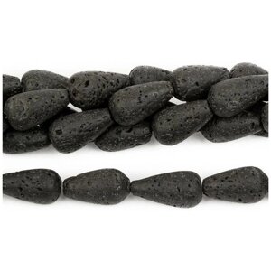 Бусины из натурального камня - Лава черная капли 17-19 мм