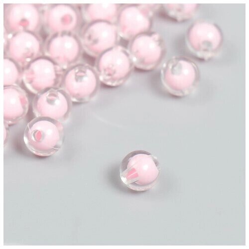 Бусины пластик "Светло-розовые" глянец 20 гр d 0,8 см